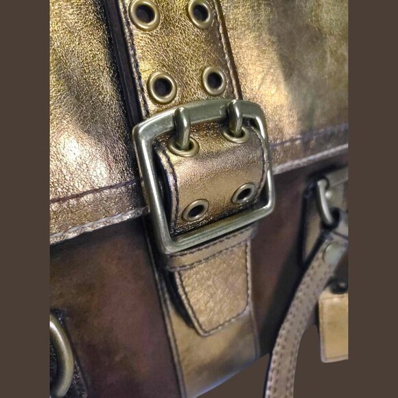 Vintage COACH Gold Metallic Signature Shoulder bag/ Satchel - Picture 8 of 16